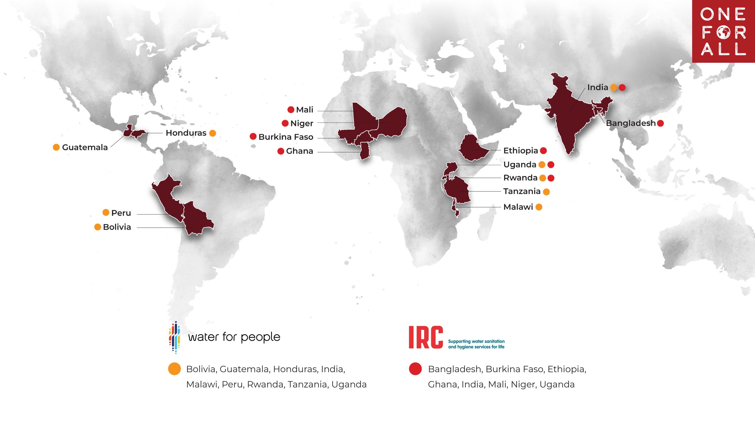 Map of countries where One For All alliance members work