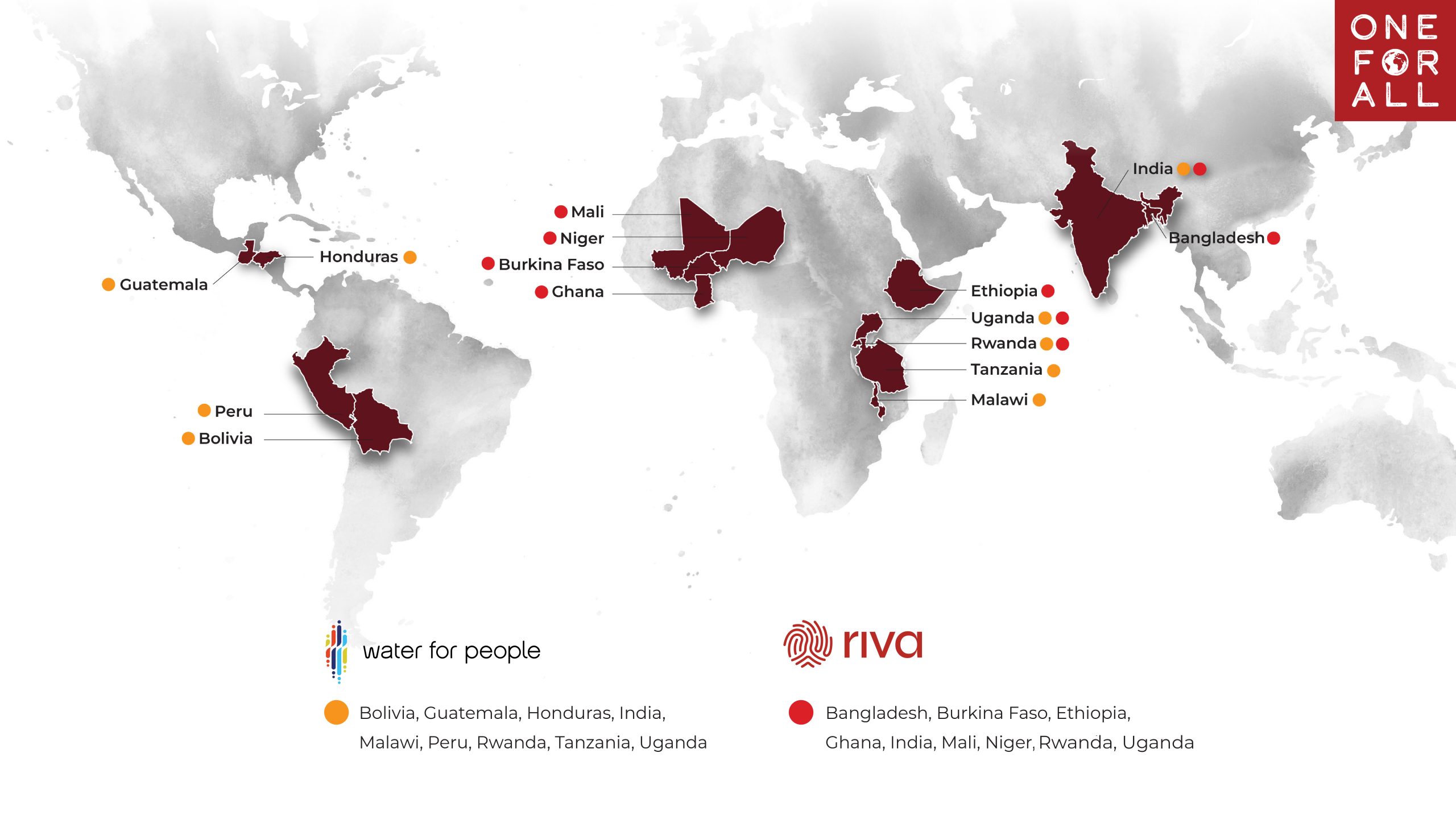 Map with One For All countries